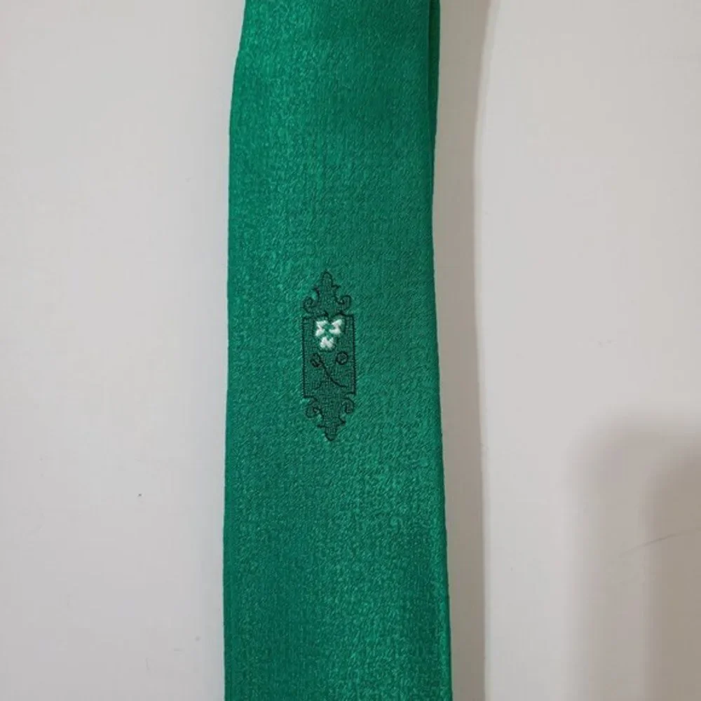 Men's Vintage Sears Creative Cravat Embroidery Green Minimal Design‎ Green Tie